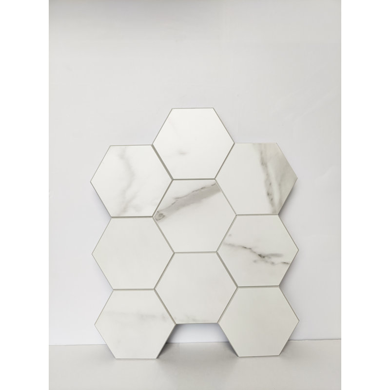 Carreau de mosaïque hexagonal en vinyle 8,74 po x 9,92 po