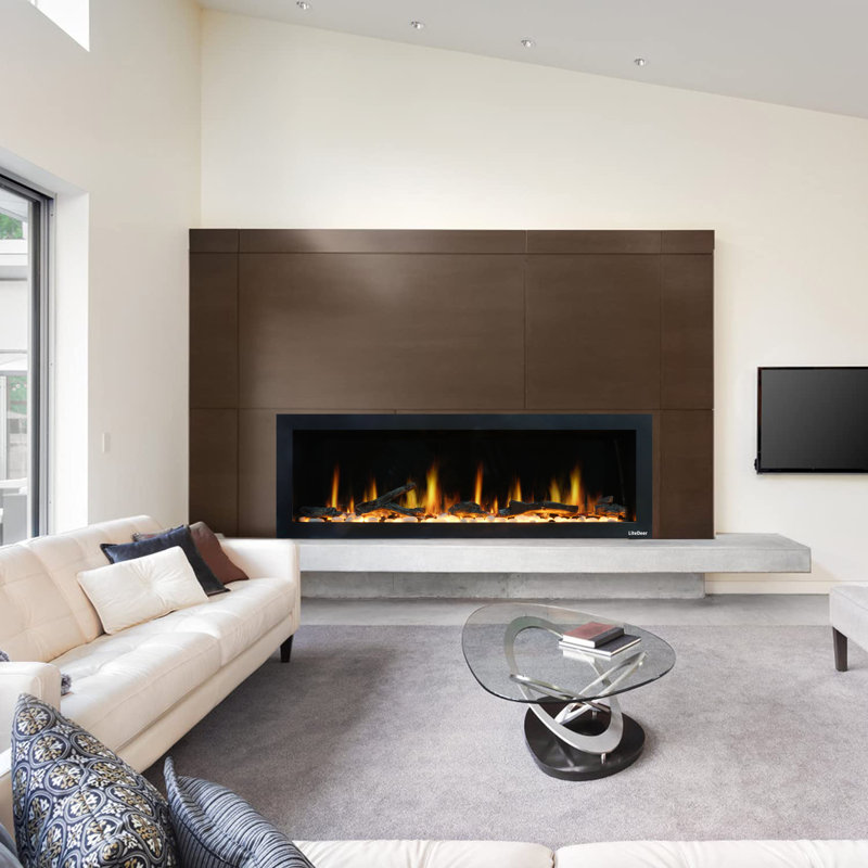 Gloria II Wall-Mounted Electric Fireplace with Smart App Control (Silver), 19" H x 58" W x 8" D