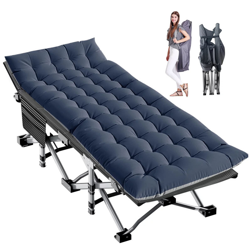 Lits de camping, lit pliant de 75 po avec matelas et sac de transport, lits de bébé robustes à double couche Oxford