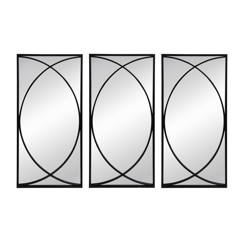 32'' Rectangular Wall Mirrors with Black Frame (Set of 3)