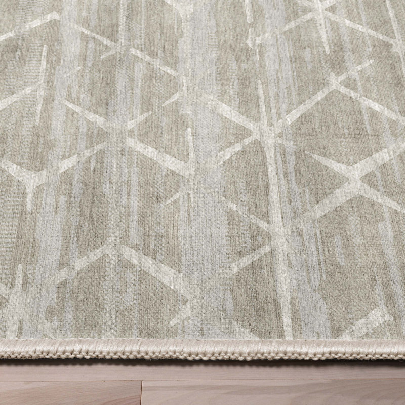 Nuzzo Kintsugi Modern Geometric Flat-Weave Beige Area Rug, Rectangle 5'3" x 7'3"