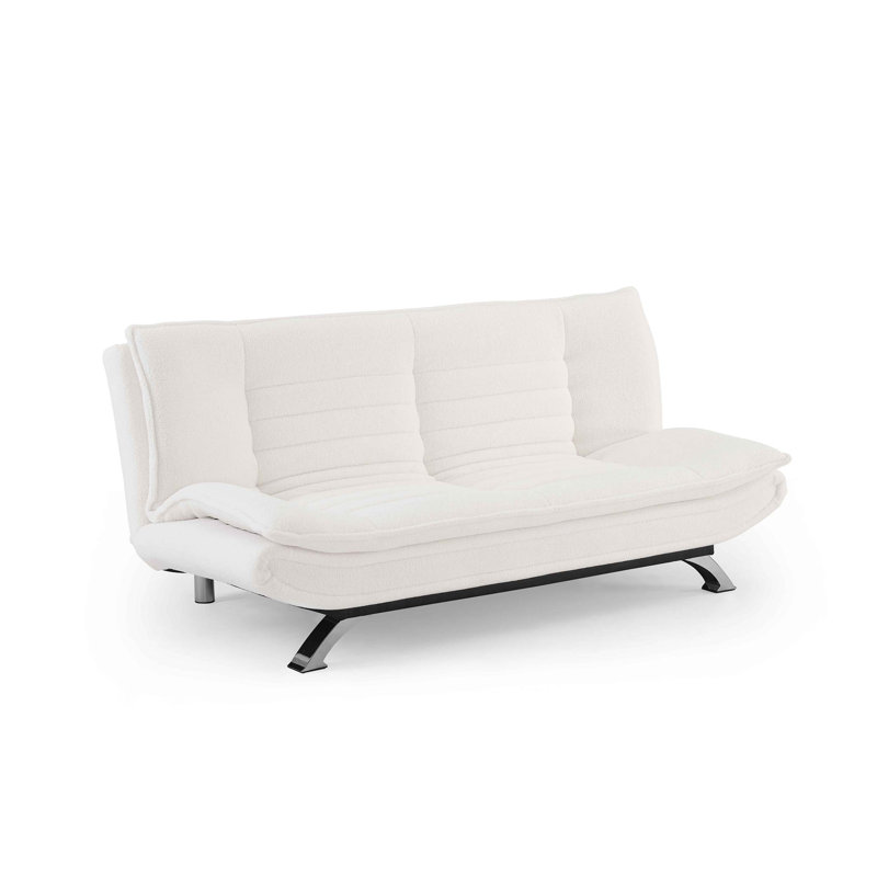 Bridglal 196.1Cm Wide Tight Back Convertible Sofa, White Wool