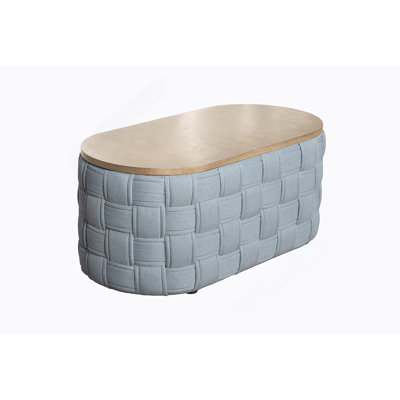 Table basse en chenille bleu sarcelle clair