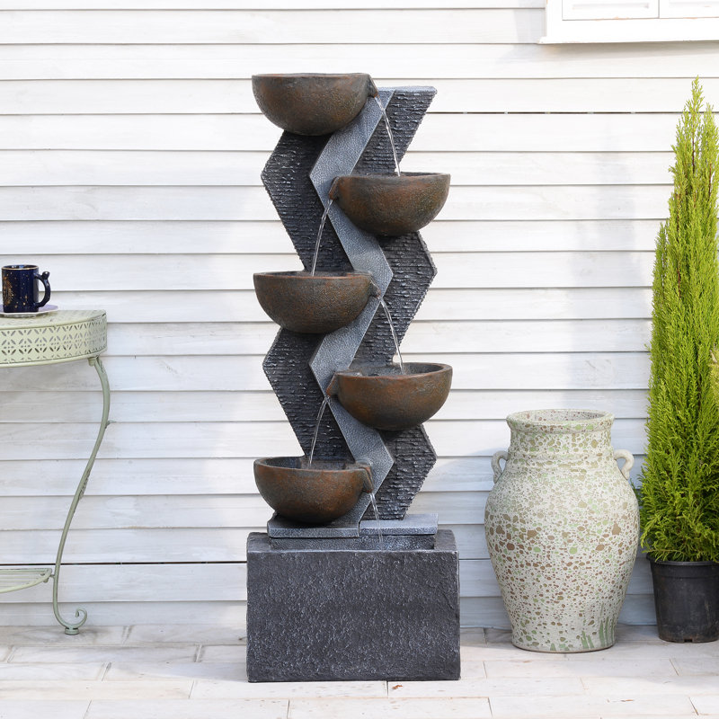 Mandile Hand Crafted Weather Resistant Floor Fountain with Light