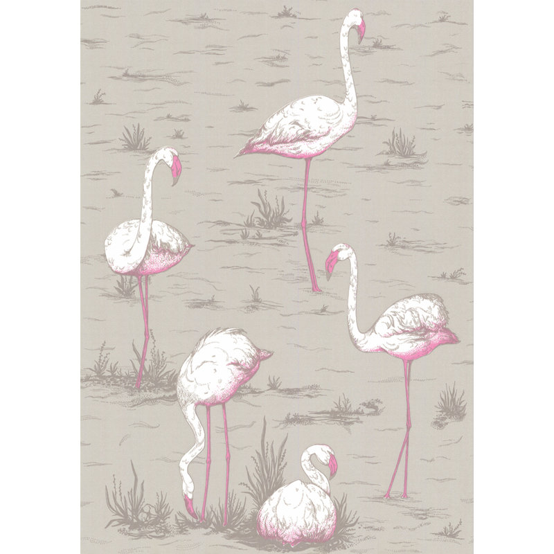 Flamingos Wallpaper Roll, Gray