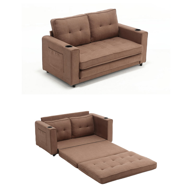 Causeuse-lit capitonnée convertible pliable Megen