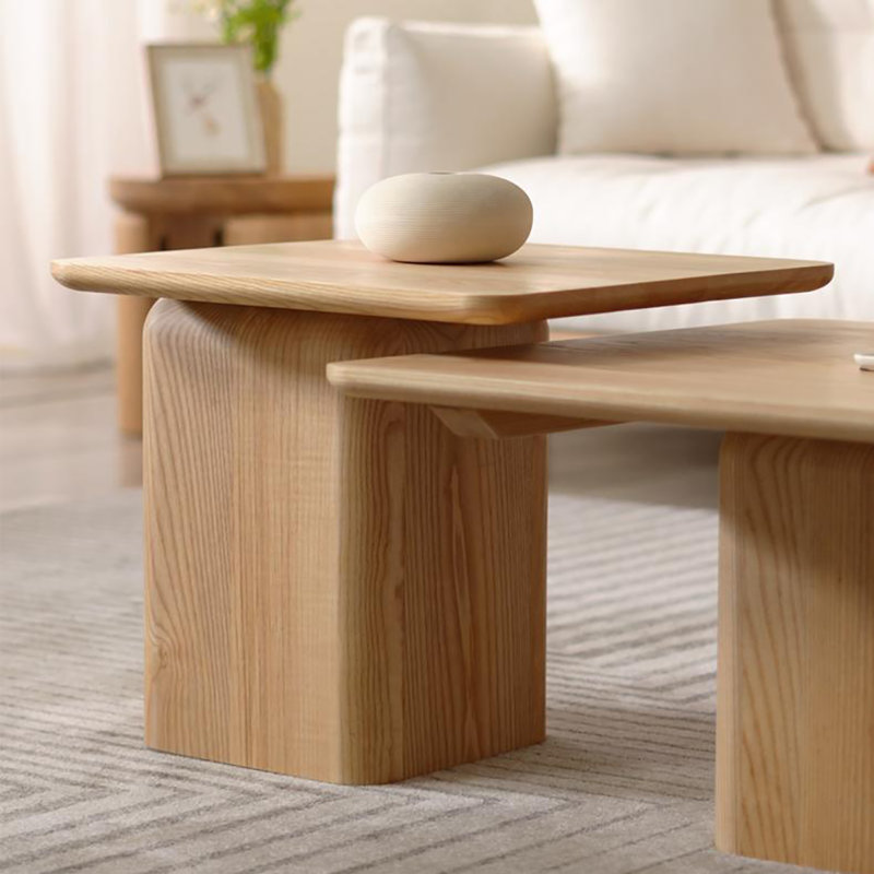 Simple ash wood cream style coffee table