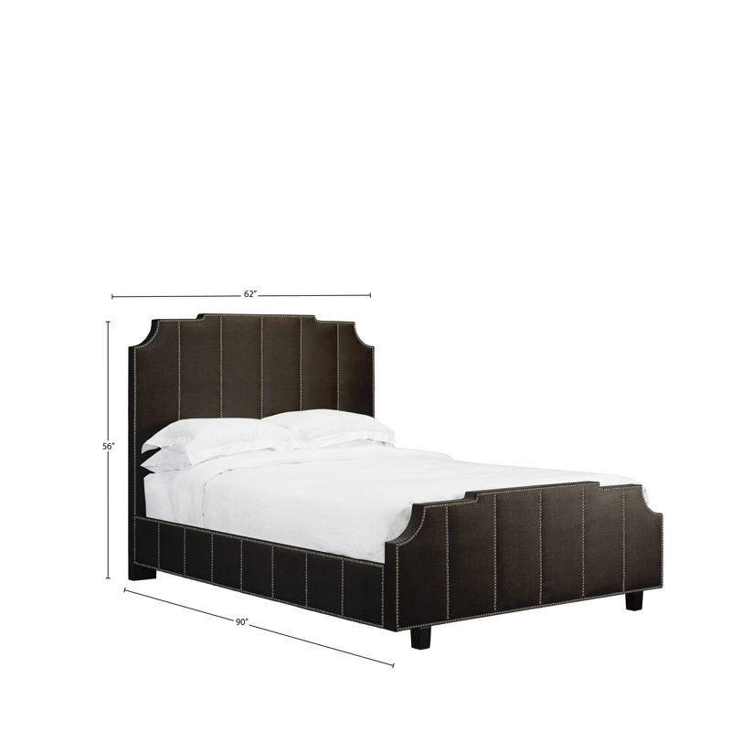 Lit plateforme tapissier Stoker, Cuir - Espresso, Grand