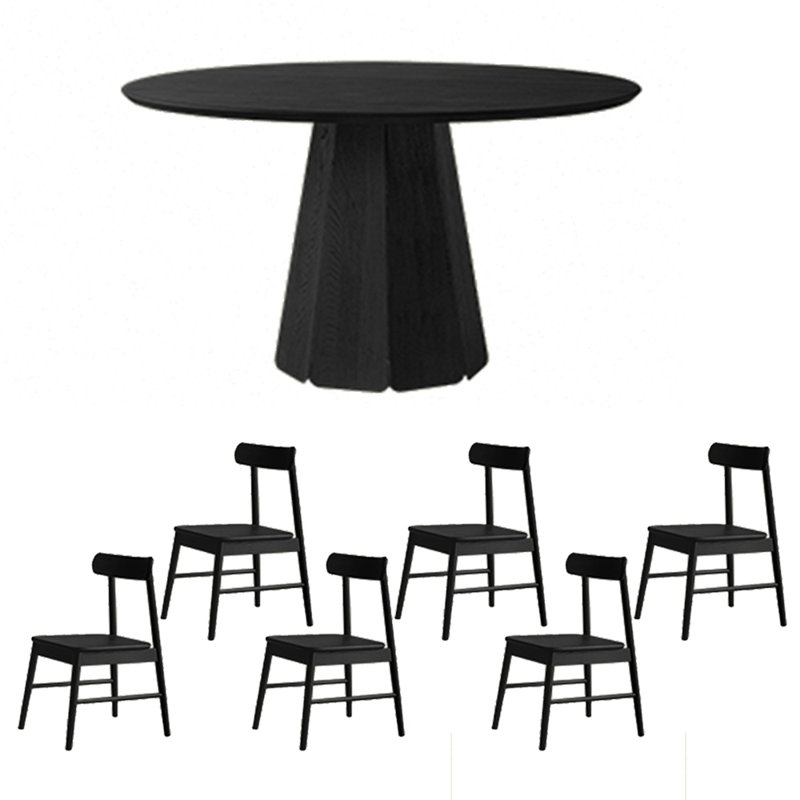 Carbonized ash dining table set