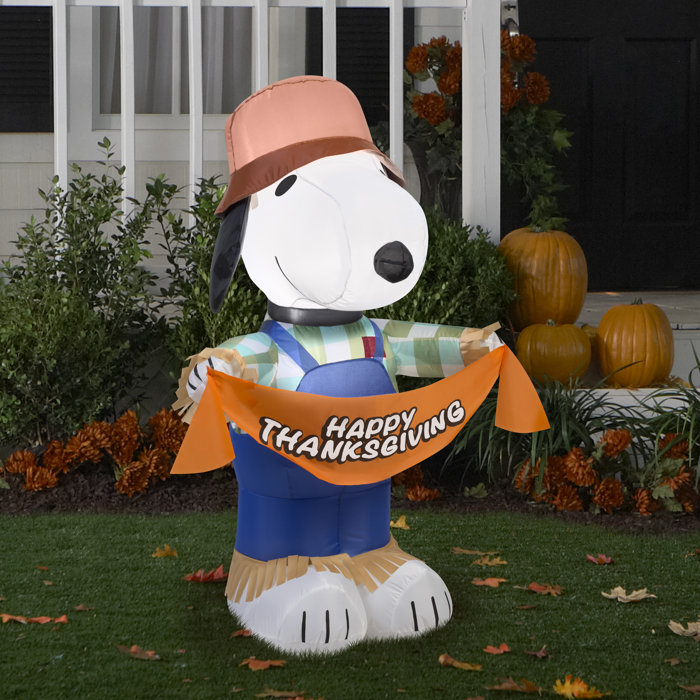 Gemmy Industries Airblown Snoopy as Scarecrow Peanuts Halloween ...