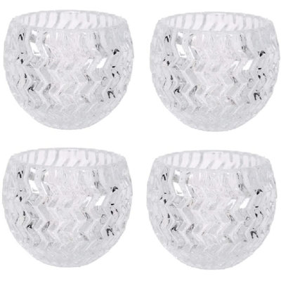 Ensemble de 4 bougeoirs en verre transparent Hosley de 3,78 pouces de diamètre. Cadeau idéal pour la méditation de reiki de mariage à domicile.