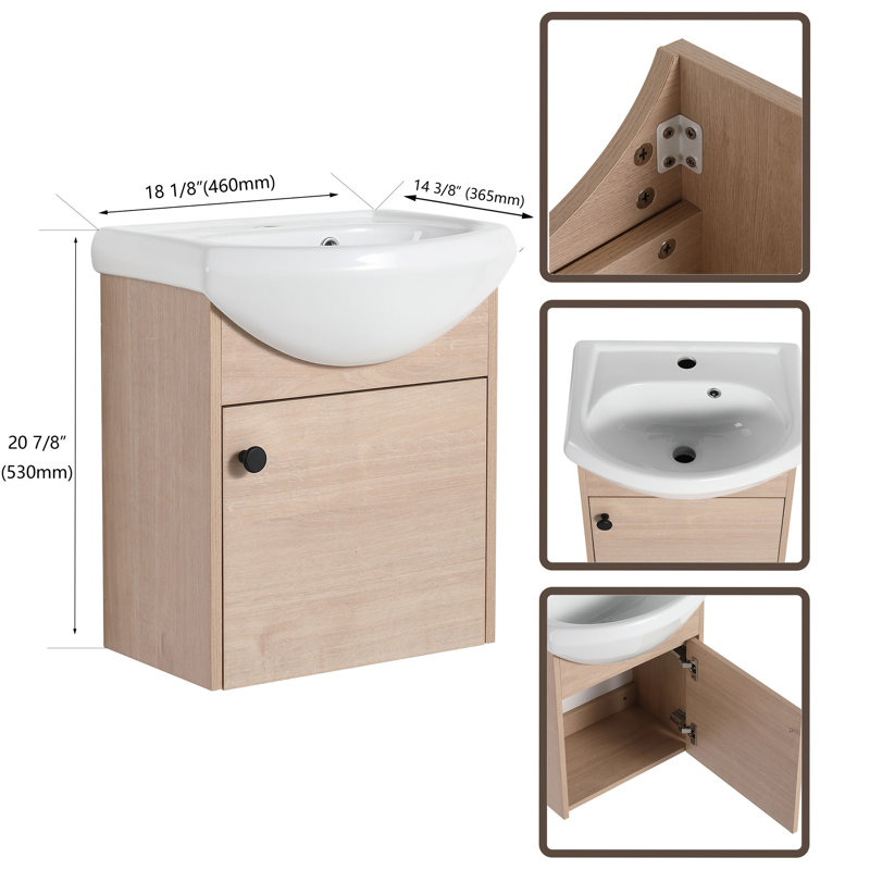 Asmi 18'' Single Bathroom Vanity with Ceramic Top