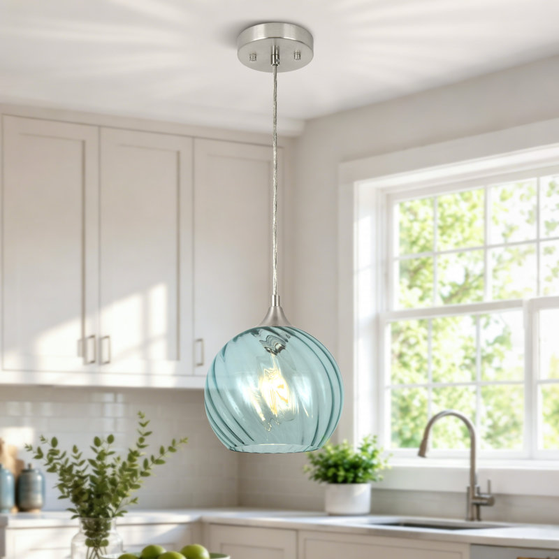Luminaire suspendu sphère 1 lumière Emiliani, Bleu