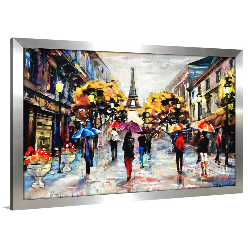 «Paris Streets», reproduction encadrée, H 21,5 po x l 27,5 po x P 0,75 po, Encadrement argenté