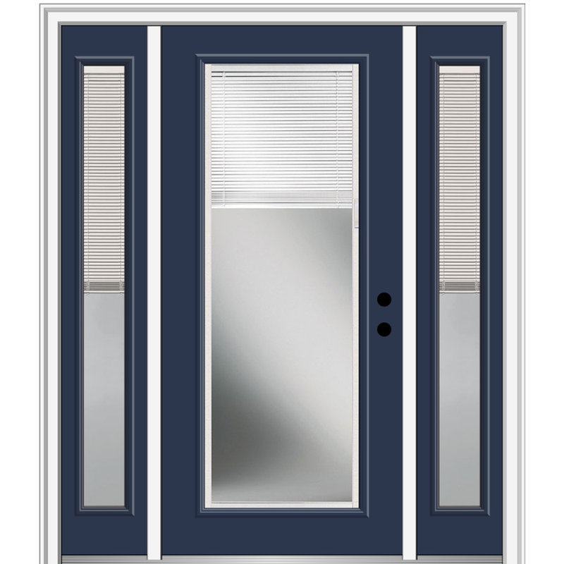 Porte d'entrée pré-suspendue en fibre de verre préfinie lisse, H 80 po x l 64 po x P 1,75 po, Naval