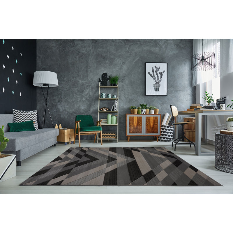 Tapis géométrique noir / gris Billie-Loren, l 3 pi 9 po x H 5 pi 5 po