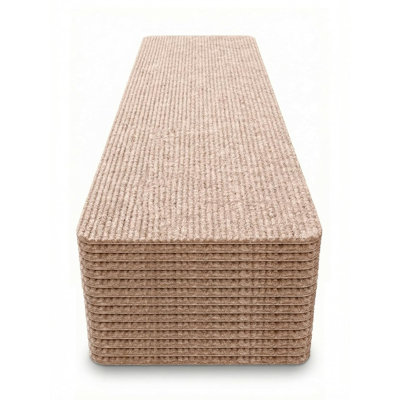 Paquet de 15 tapis d'escalier 8 x 30 avec autocollants pour faciliter le pelage - Tapis auto-adhésif auto-adhésif pour les escaliers - Fonctionne avec la plupart des types de sous-planchers - Tapis d'escalier beige
