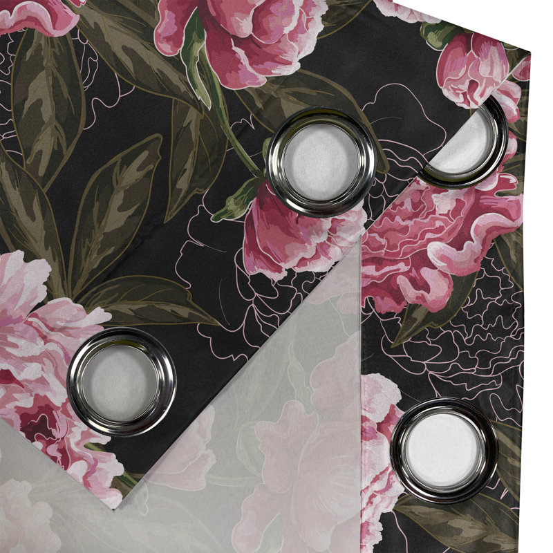 Red Barrel Studio® pivoine avec œillets, fleurs pastel, feuillage, rose, vert olive, L 50 po x L 54 po