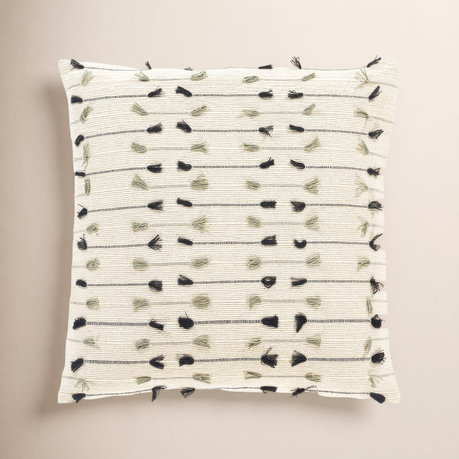 Santina Tassels Cotton Throw Pillow, 18" x 18", Polyester/Polyfill