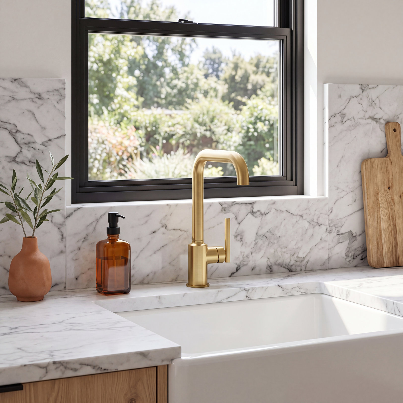 Purist Single-Hole Kitchen Faucet, Vibrant Brushed Moderne Brass