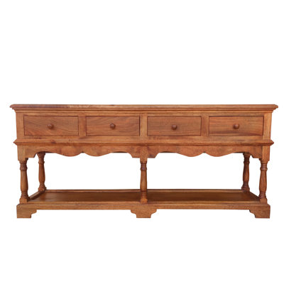Wood, 69x30 Vintage Console Table with Drawers, Brow 30.0"H - 69.0" x 16.0" x 30.0"