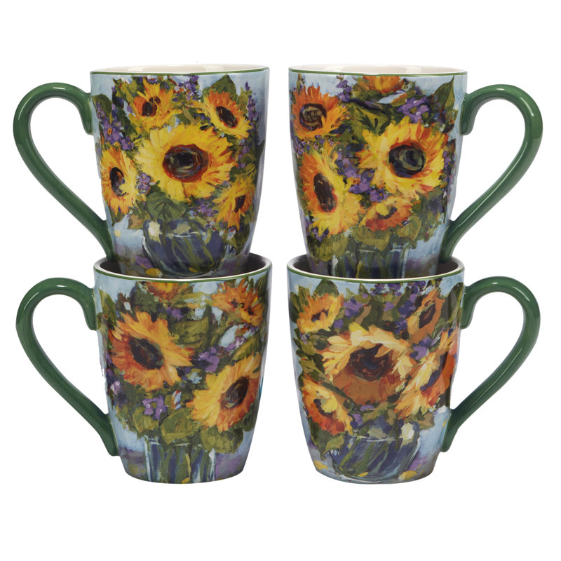 Sunflower Bouquet Set Of 4 Mug 14 Oz. 4 Asst.