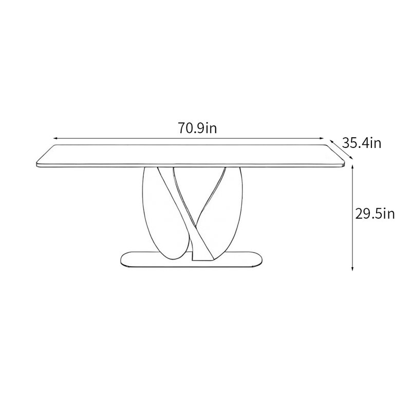 Italian style simple rectangular dining table, 29.5''H x 70.9''L x 35.4''W