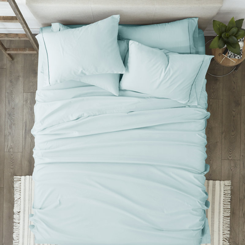Simply Soft Brushed Microfiber Solid 6 Piece Sheet Set, Aqua, Queen Sheet Set + 1 Fitted Sheet + 2 Pillowcases