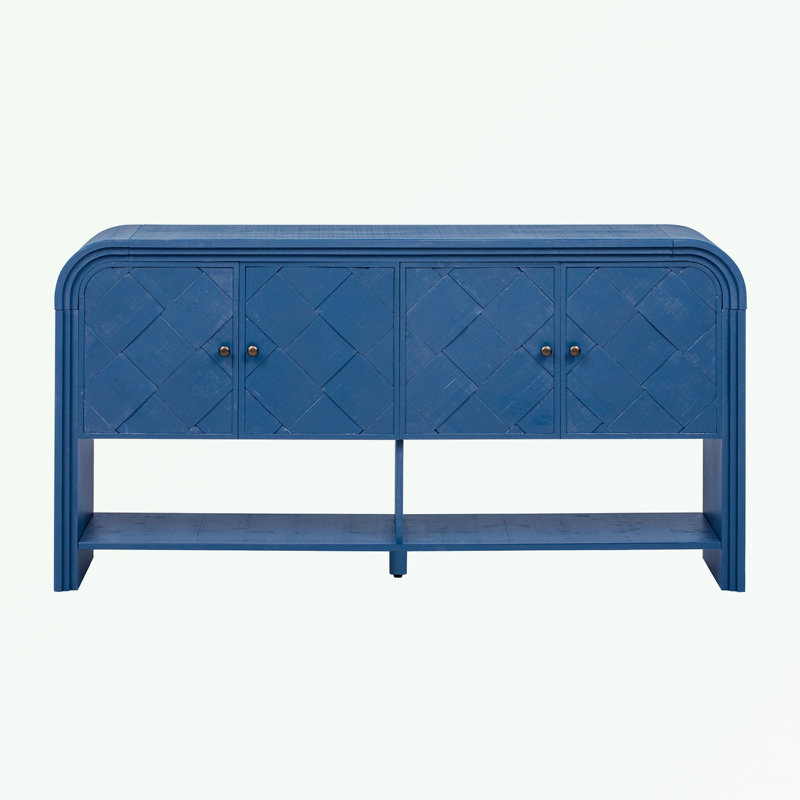 console table with four doors and bottom shelf, Navy Blue