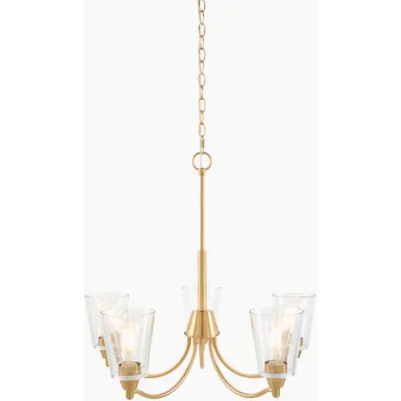 Lustre Yueva, Clair, Brass, 5 lumières