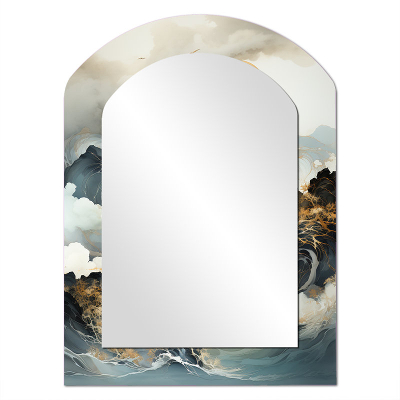 Bold Storms Landscape - Storms Traditional Asymmetrical Decorative Wall Mirror, 34'' x 25''