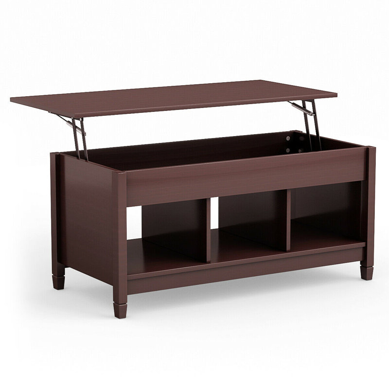 Table basse imperméable et résistante aux égratignures avec rangement, Café, Café
