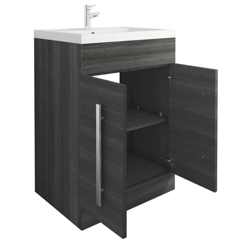 Edmonston 600mm Single Bathroom Vanity with Polyglomerate Basin, Charcoal