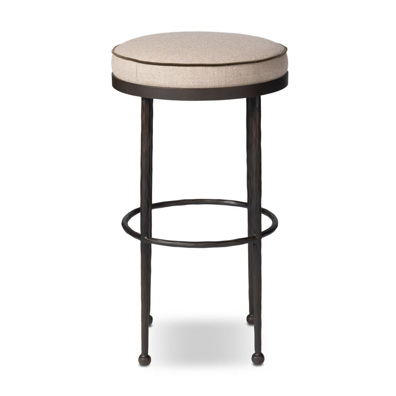 Tabouret en métal Eloise, Tabouret de bar (siège d'une hauteur de 31,25 po), Taupe alcala
