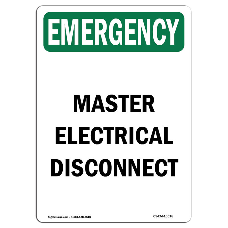 Plaque en aluminium Master Electric Disconnect 12 x 18, H 24 po x l 18 po x P 0,1 po