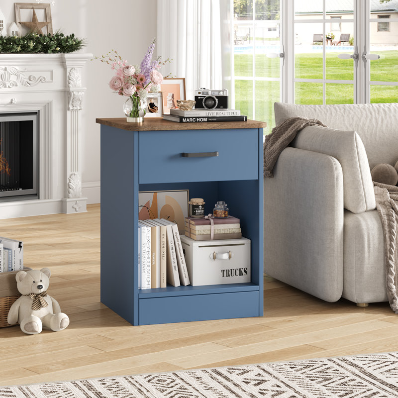 Ignacio 23.6" H Wood Nightstand with Drawer, Gray, Individual