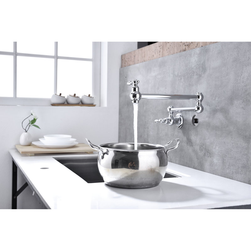 Robinet de robinet de cuisine mural pliant, bras pour un remplissage d'eau précis et sans effort, poignées doubles pour gérer le débit, la corrosion, - robinet en laiton, contrôle rapide efficace, surface de corrosion,