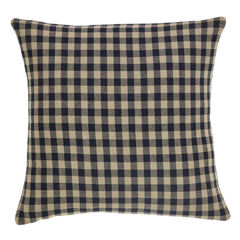Black and Khaki Check Cotton 16x16 Throw Pillow