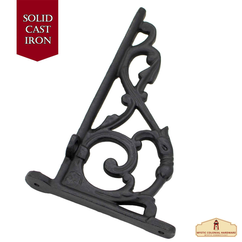 Lillith 4" x 6" Oil-Blackened Cast Iron Victorian Shelf Brackets (Set of 2)