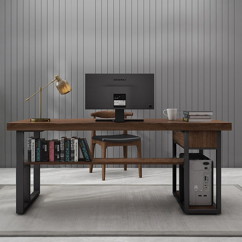 Bureau de direction rectangulaire en bois massif avec tiroirs Nut-brown, H 29,53 po x l 62,99 po x P 23,62 po