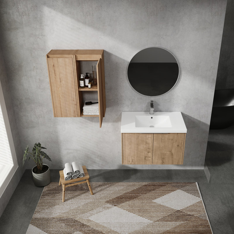 Meuble-lavabo mural 30 po avec lavabo et armoire latérale 30 po