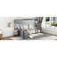Lit superposé avec lit gigogne simple, bureau et rangement gris