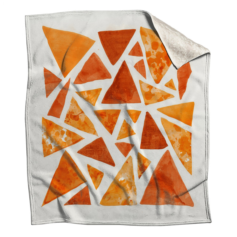 Orange Triangle Shapes Blankets, 50in W x 60in H