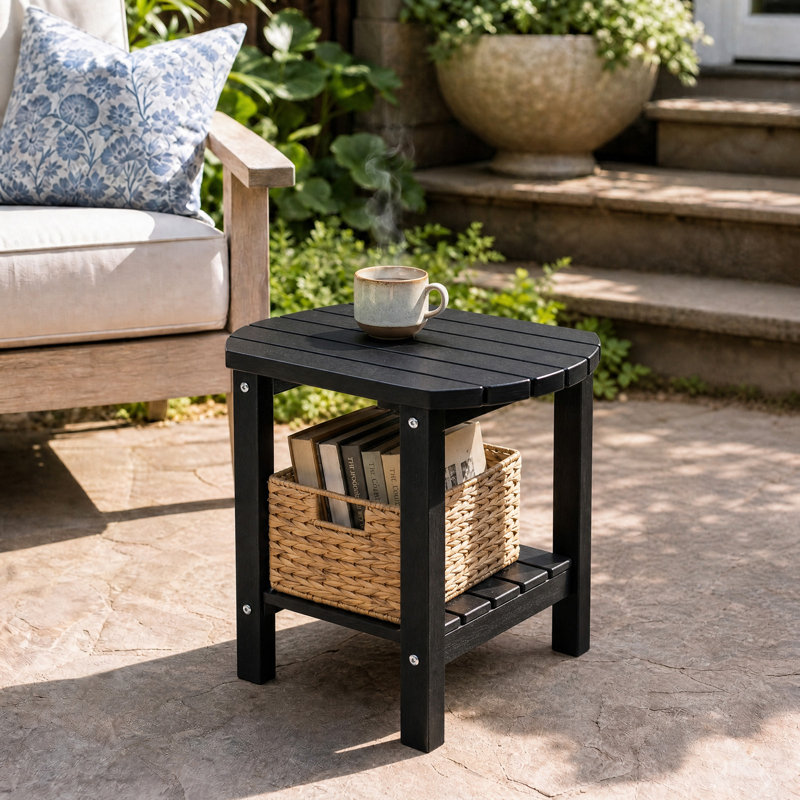 Table d'appoint extérieure 17 po 2 niveaux, Noir