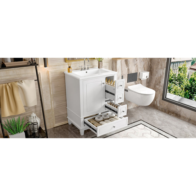 Meuble-lavabo 24 po avec lavabo et tiroirs 24 po, Blanc