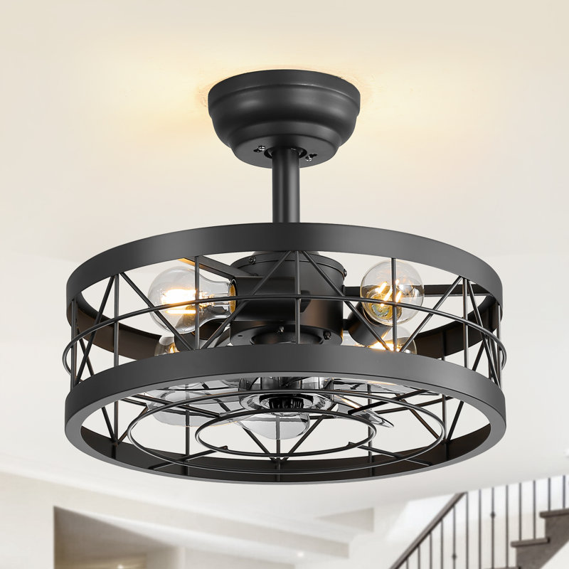 Ventilateur de plafond intérieur en cage fermé à 7 pales 20 pouces avec télécommande Mariellen