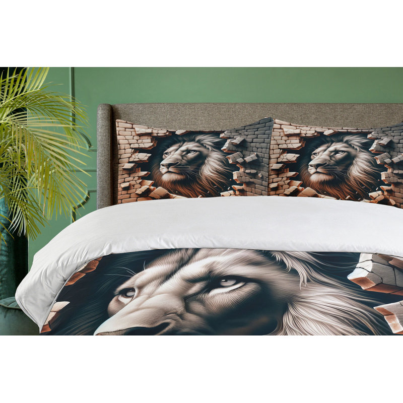 Lion Duvet Cover, California King Duvet Cover + 2 Standard Shams