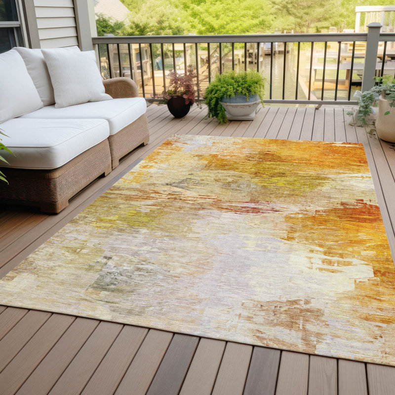 Tapis intérieur / extérieur Khloei, Rectangle de 10 pi x 14 pi