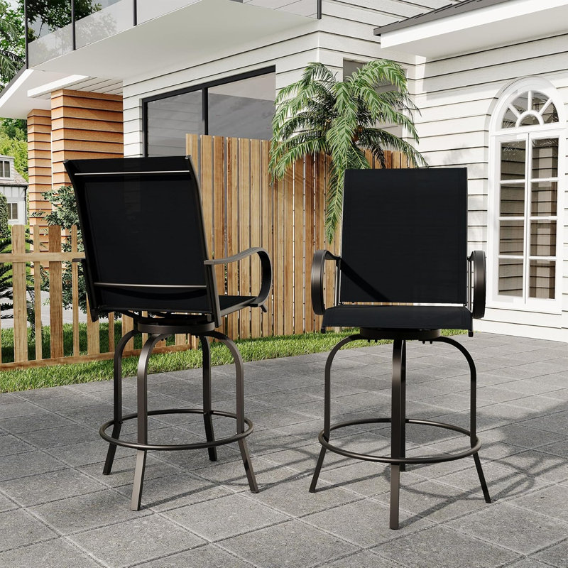Outdoor Swivel Bar Stools, All Weather Patio Chairs with High Back