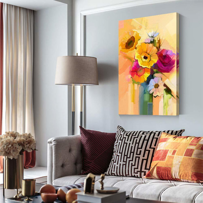 IDEA4WALL Colorful Bright Daisy Flower Floral Plants Modern Art ...